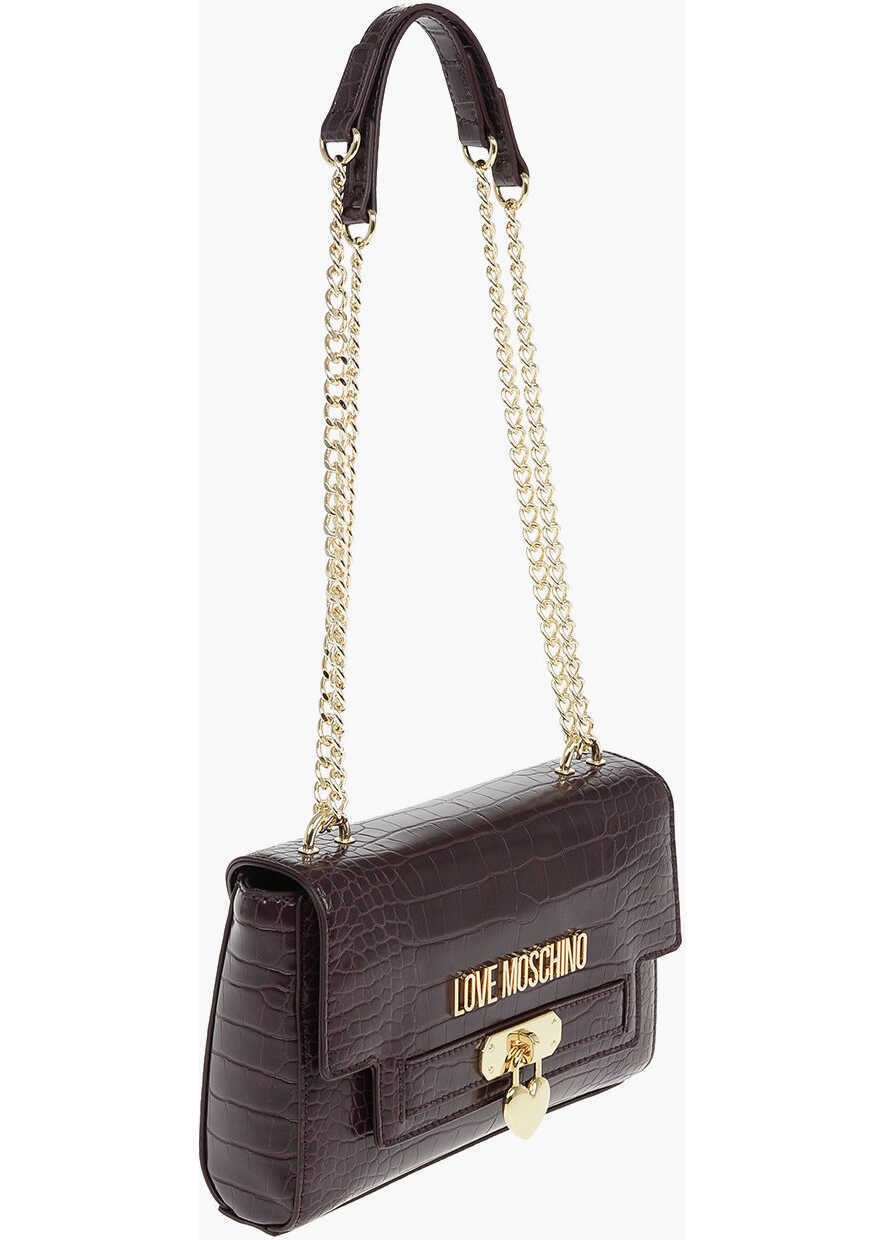 Genti de umar Moschino Love Crocodile Printed Faux Leather Crossbody Bag Violet Femei (BM 9228635) 3