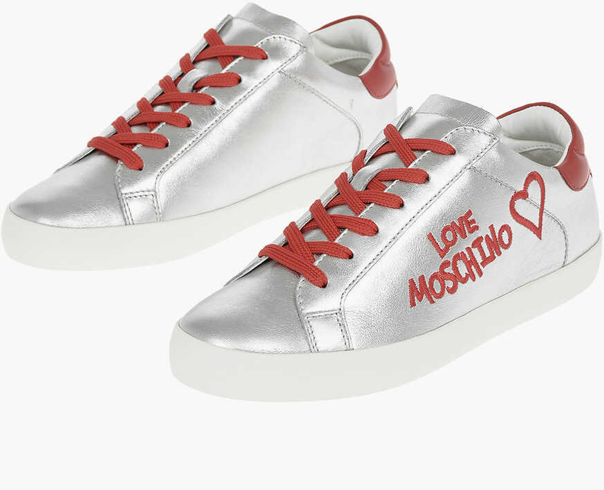 Sneakers Moschino Love Metallic Leather Sneakers Silver Femei (BM 9229841) 1