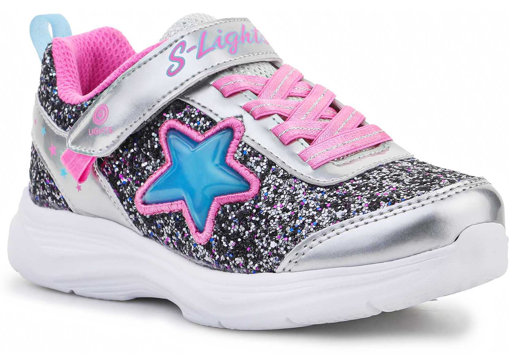 SKECHERS S Lights Glimmer Kicks Starlet Shine Silver / Pink 302310L - SLPK Multicolor