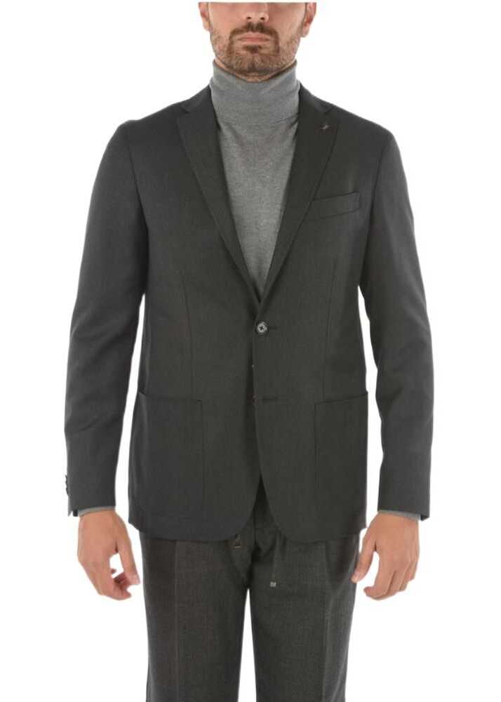 CORNELIANI Cc Collection Virgin Wool Right Blazer With Iconic Beetle Br Gray b-mall.ro