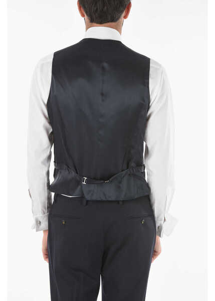Veste costum CORNELIANI Cc Collection Virgin Wool Refined Vest With 5-Button Closure Blue Barbati (BM 9238637) 2