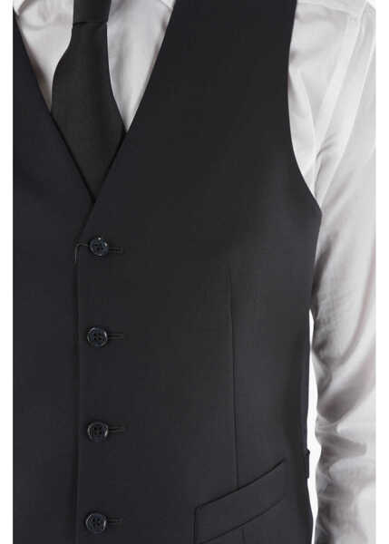 Veste costum CORNELIANI Cc Collection Virgin Wool Refined Vest With 5-Button Closure Blue Barbati (BM 9238637) 3