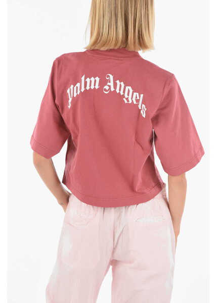 Tricouri Palm Angels Crew-Neck Cropped Bear T-Shirt Burgundy Femei (BM 9238991) 2