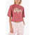 Palm Angels Crew-Neck Cropped Bear T-Shirt Burgundy