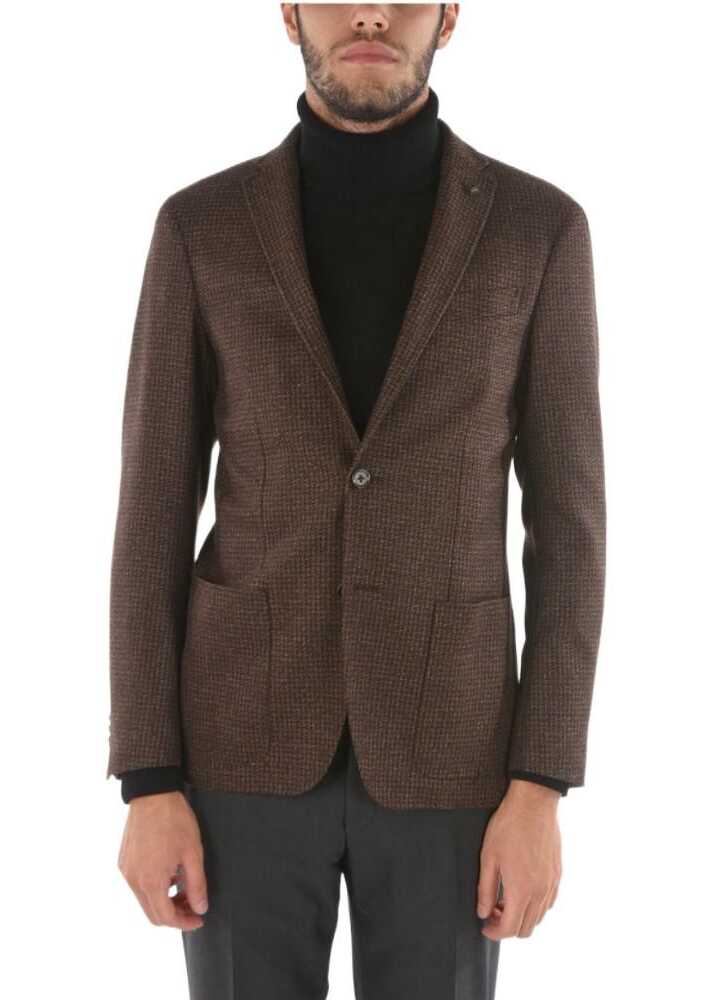 CORNELIANI Cc Collection Cashmere Blend Right Blazer With Iconic Beetle Brown b-mall.ro