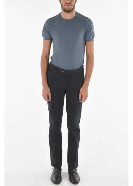 Pantaloni casual CORNELIANI Id Stretchy Cotton M Alga 426 Pants With Belt Loops Blue Barbati (BM 9240053) 4