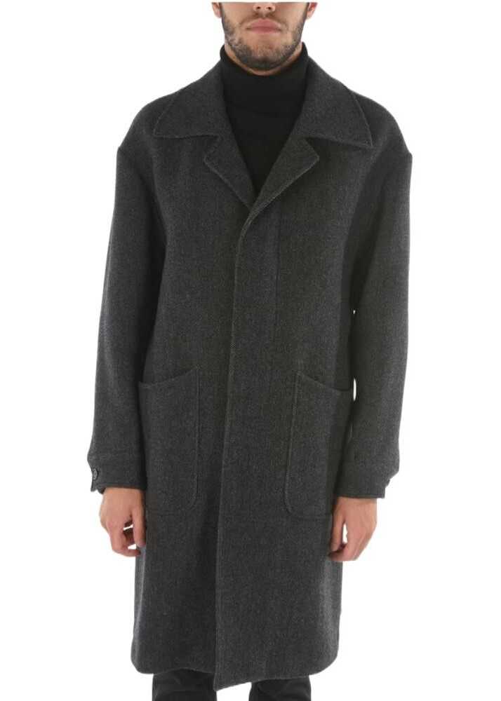 CORNELIANI Cc Collection Barleycorn Hidden Closure Coat Gray