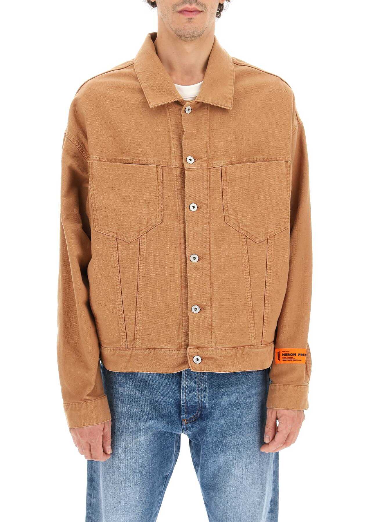 Heron Preston Oversized Casual Cotton Jacket TOBACCO BROWN