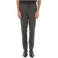 Pantaloni eleganti Id Wool And Cotton Double Pleated Pants Barbati