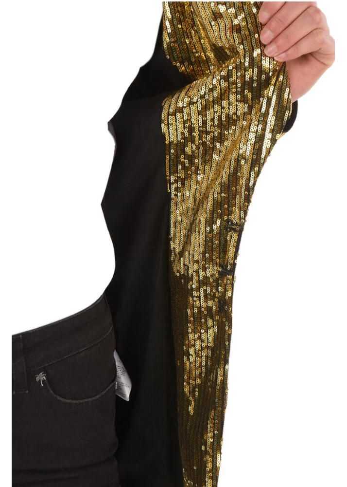 Sacouri Philipp Plein Couture Shawl Lapel Sequined Blazer Gold Femei (BM 9247427) 4