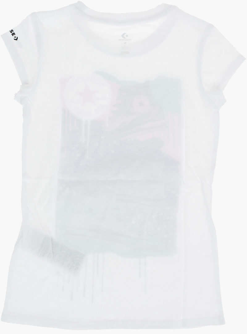 Tricouri Converse Glitter Maxi Printed Crew-Neck T-Shirt White Baieti (BM 9248282) 3