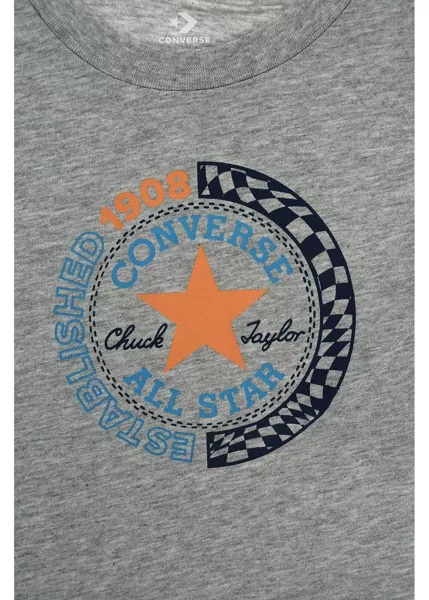 Tricouri Converse All Star Chuck Taylor Front Printed Crew-Neck T-Shirt Gray Baieti (BM 9248666) 2