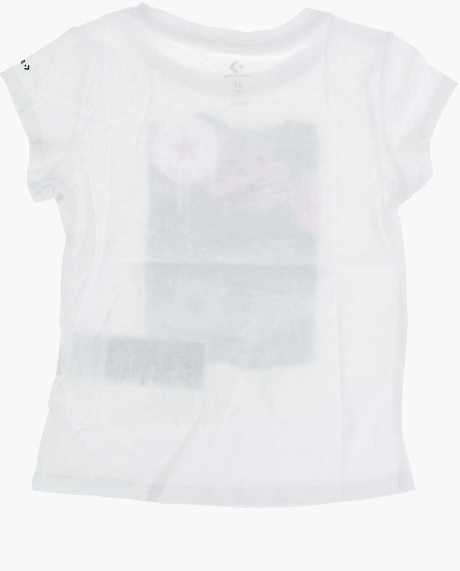 Tricouri Converse Chuck Taylor All Star Glitter Printed Crew-Neck T-Shirt White Baieti (BM 9248693) 3