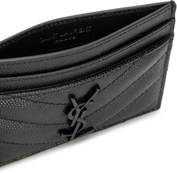 Portofele Saint Laurent Leather Card Holder BLACK Femei (BM 9250112) 3