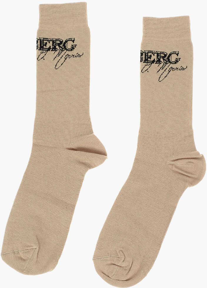 Iceberg By Kailand O. Morris Long Socks With Lettering Logo Beige