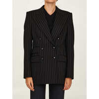 Sacouri Double-Breasted Pinstripe Jacket Femei