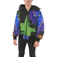 Bomber jacket Abstract Printed W-On-Aop Padded Puffer With Removable Hood Barbati
