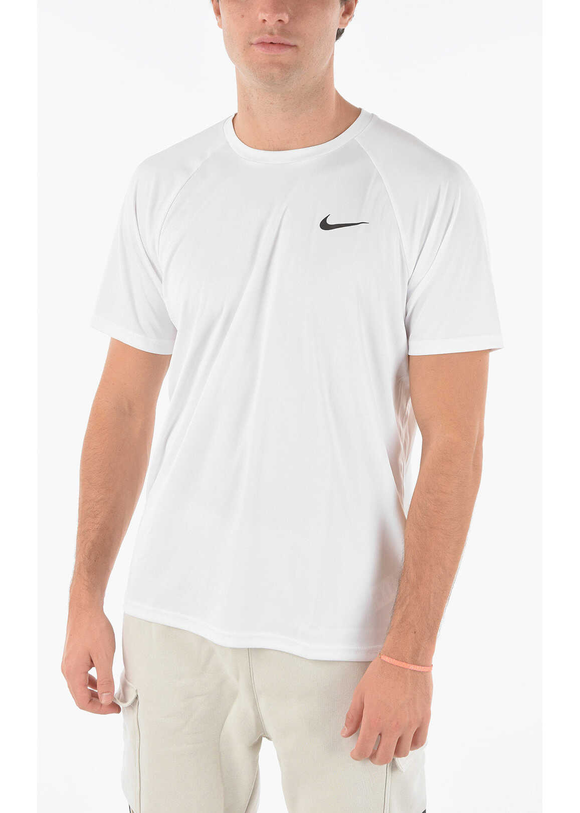 Nike Swim Logo Printed Solid Color Dri-Fit T-Shirt White