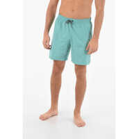 Bermude Swim Drawstring Waist Solid Color Boxer Swimsuit Barbati