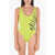 Nike Logo Printed One Piece Swimsuit Green