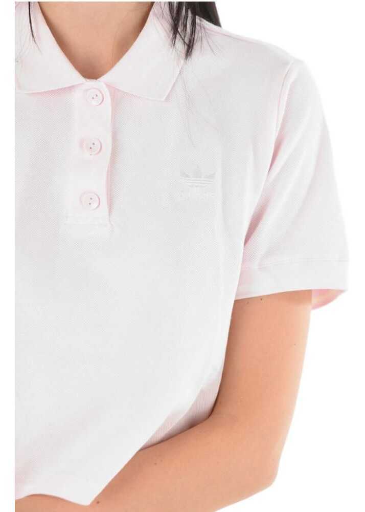 Tricouri Polo adidas Embroidered Logo Cotton Blend Crop Polo Pink Femei (BM 9271100) 4