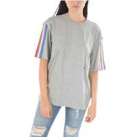 Tricouri Crew Neck Contrasting Band Oversized T-Shirt Femei
