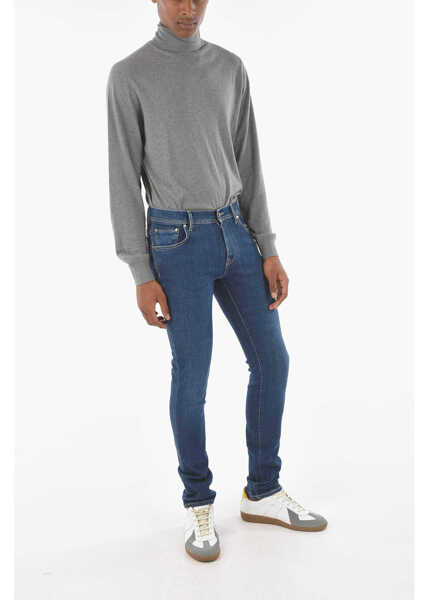 Blugi slim fit CORNELIANI Id 5 Pocket Dark Wash Slim Fit Denims Blue Barbati (BM 9272093) 4