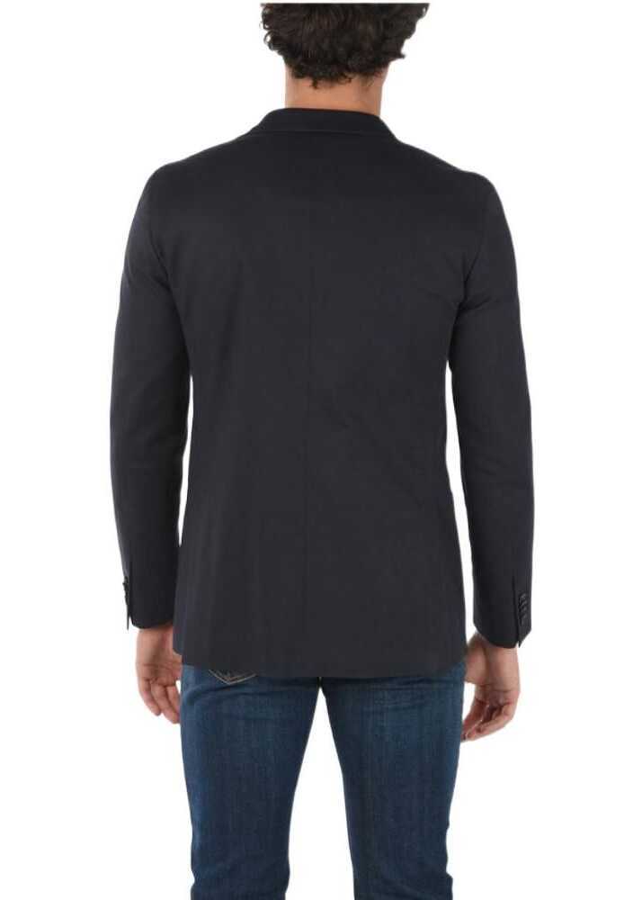 Sacouri CORNELIANI Cc Collection Cotton Blend Right Blazer With Beetle Brooch Blue Barbati (BM 9272969) 3