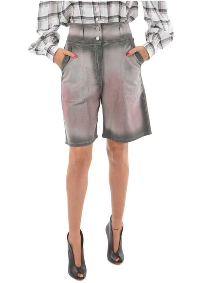 Alberta Ferretti Athleisure Two-Tone Denim Wide-Leg Jeans With 2 Pockets Gray image1