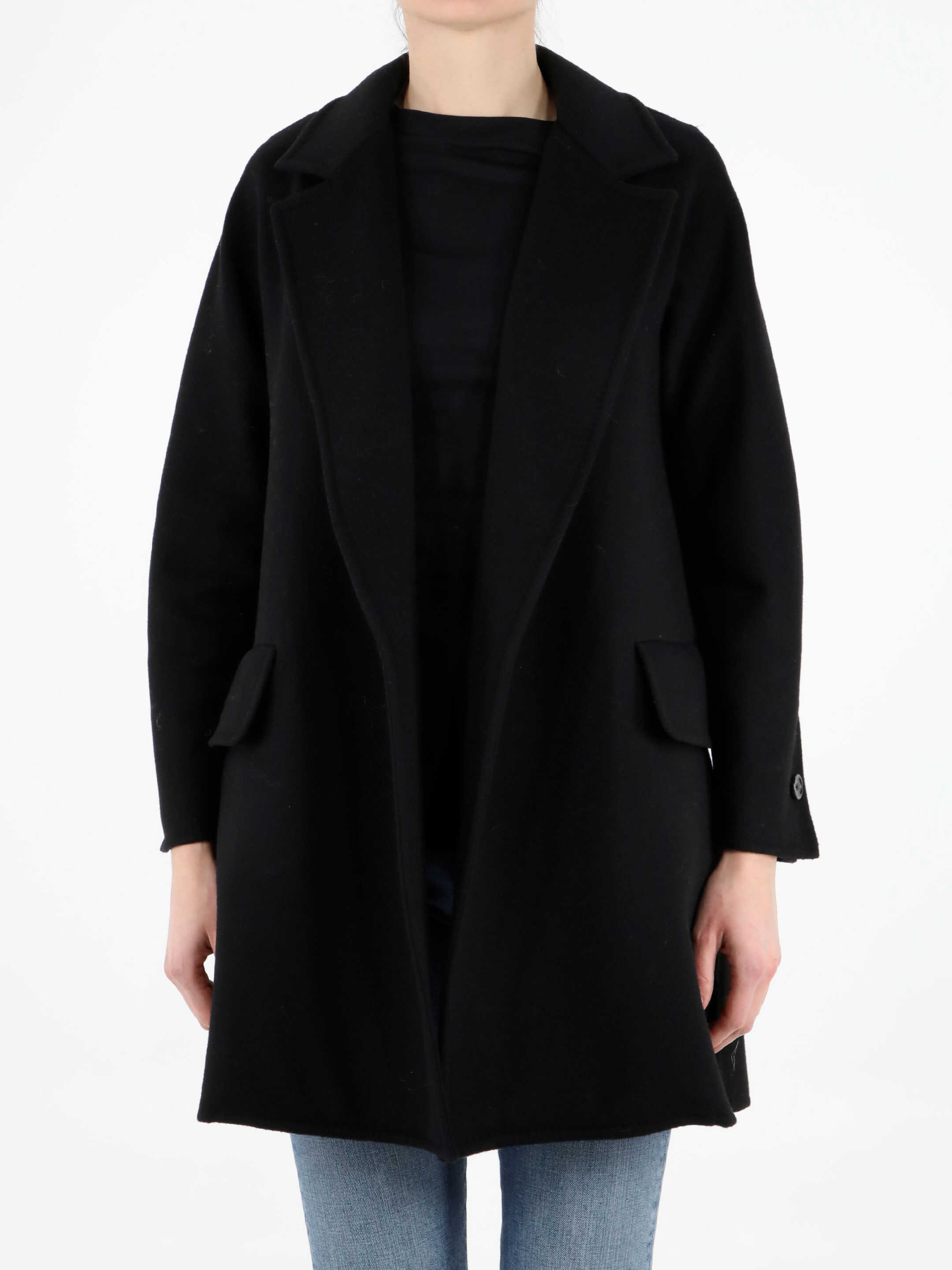 Max Mara Wool And Cashmere Pea Coat Black image