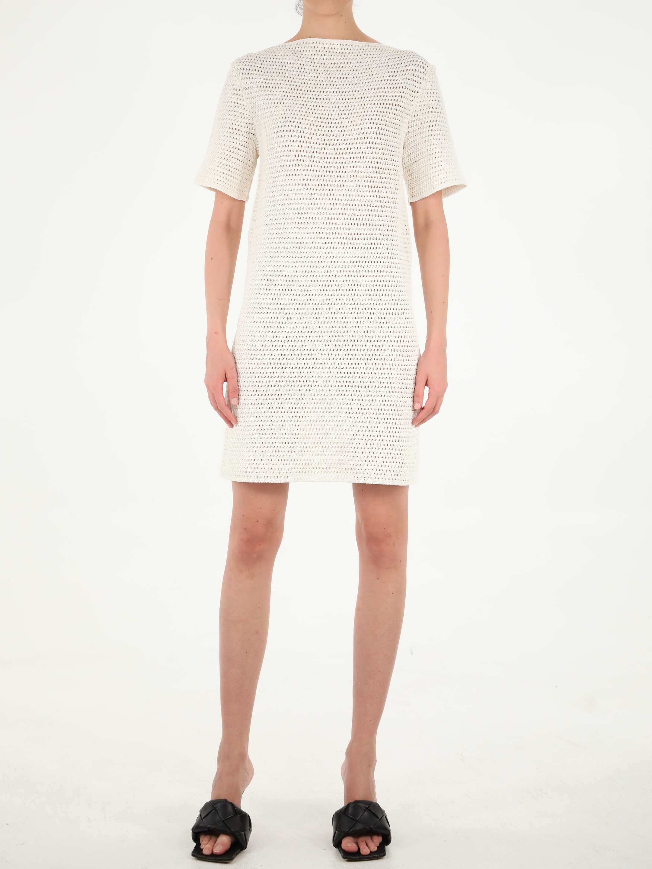 Bottega Veneta Crochet Dress White