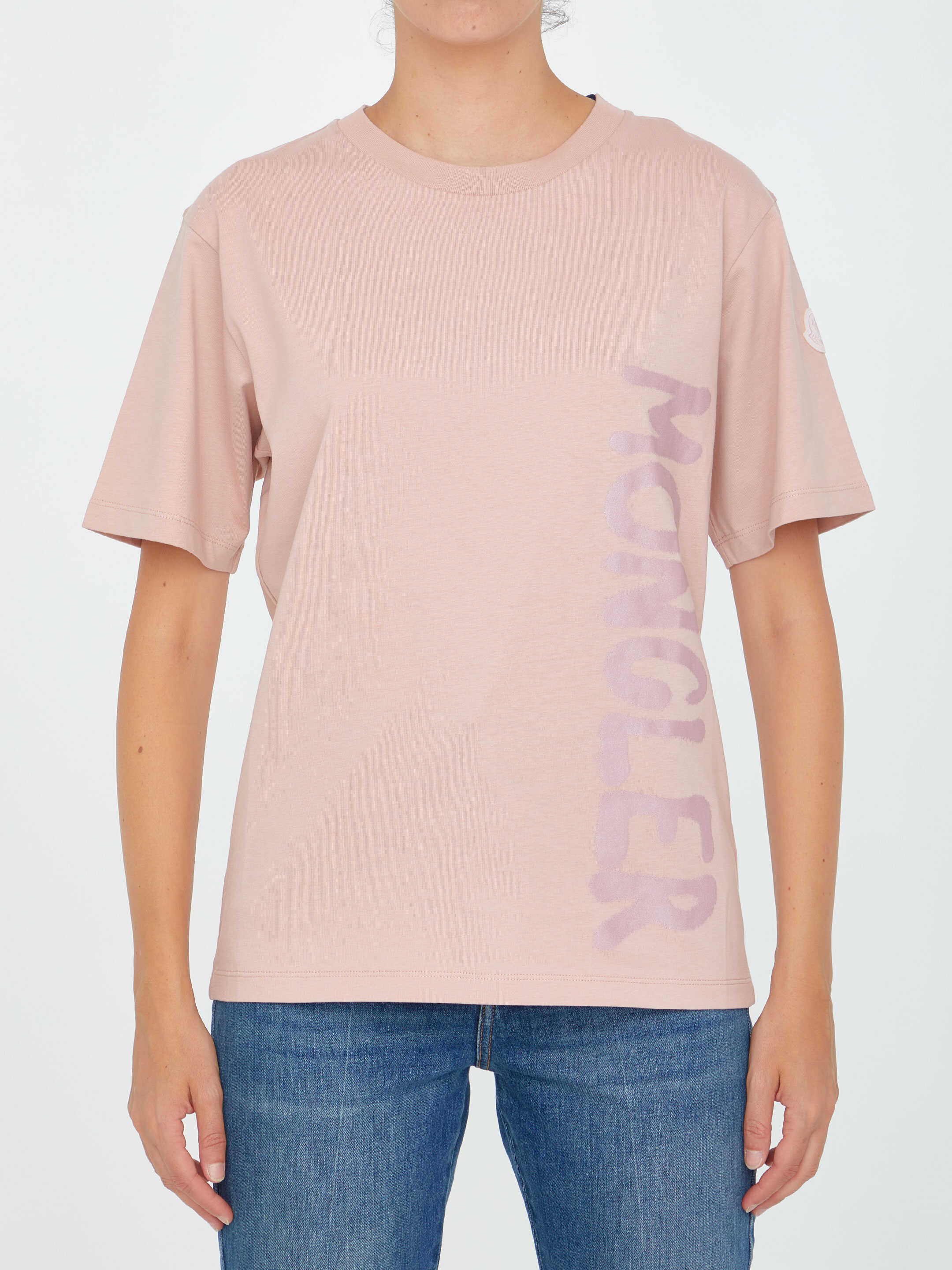Moncler T-Shirt With Logo Pink