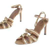 Sandale cu toc Suede Leather Sandals With Laminated Leather Details And Rin Femei