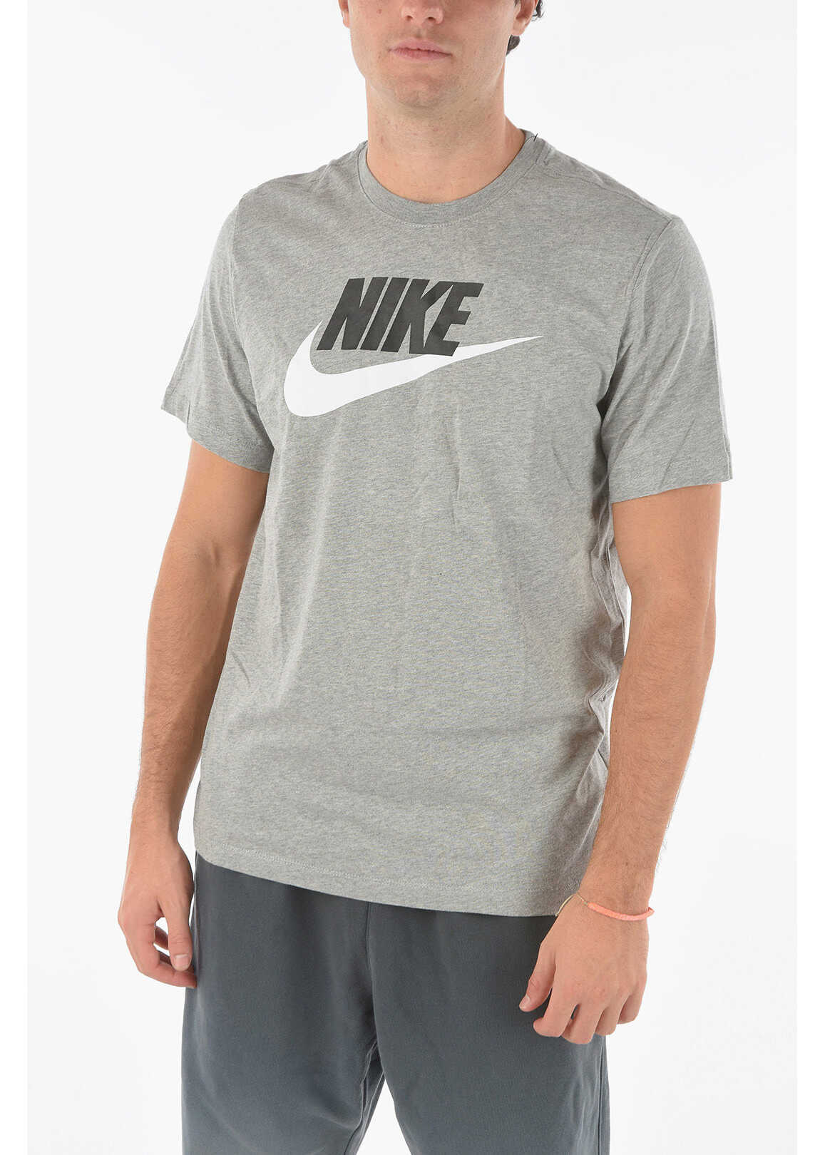 Nike Crew-Neck T-Shirt With Logo-Print Gray