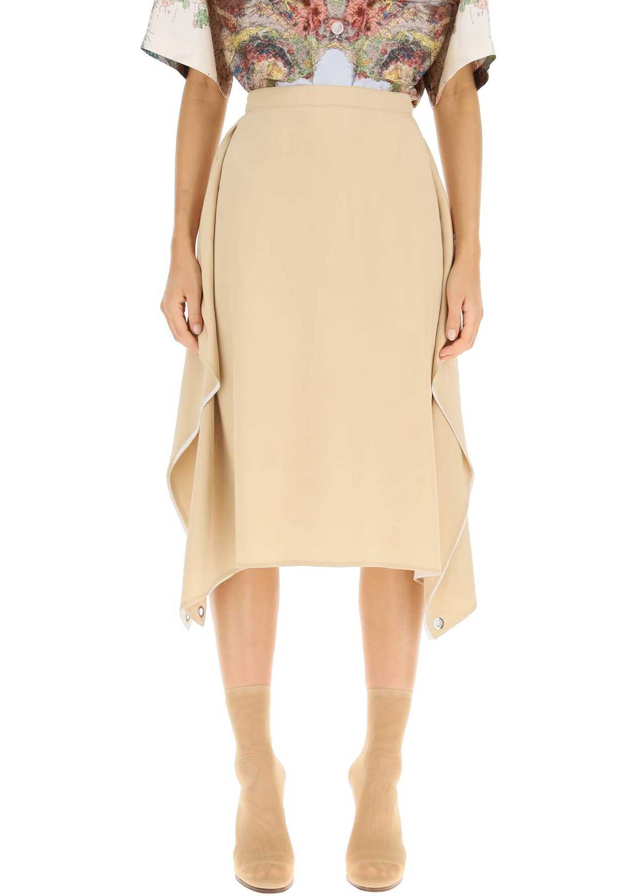 Burberry 'Thea' Silk Midi Skirt SOFT FAWN