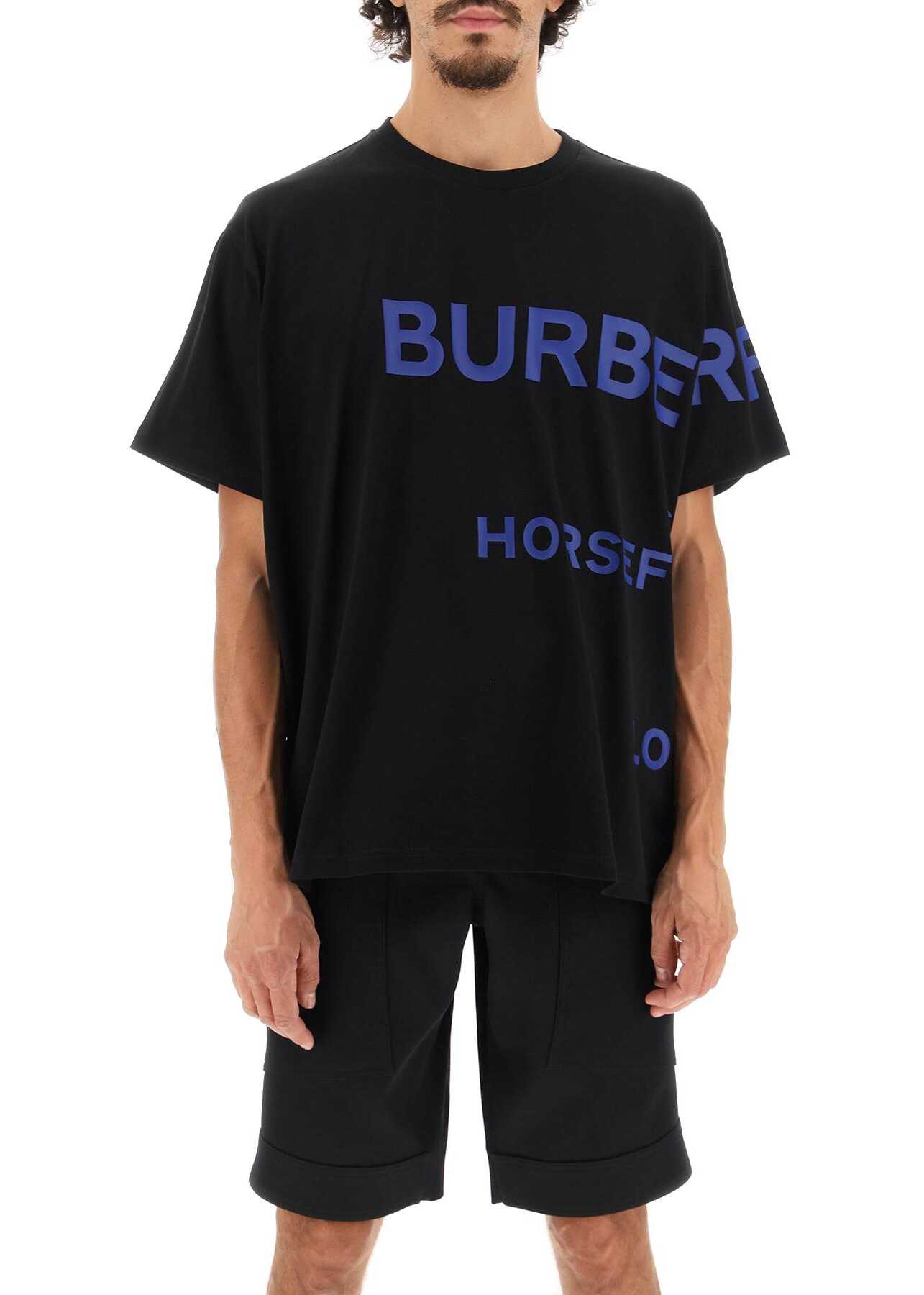 Burberry Horseferry Lettering Print T-Shirt BLACK BLUE
