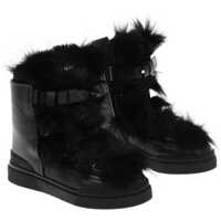 Botine Leather Apollonia Combat Boots With Faux Fur Detailing And B Femei