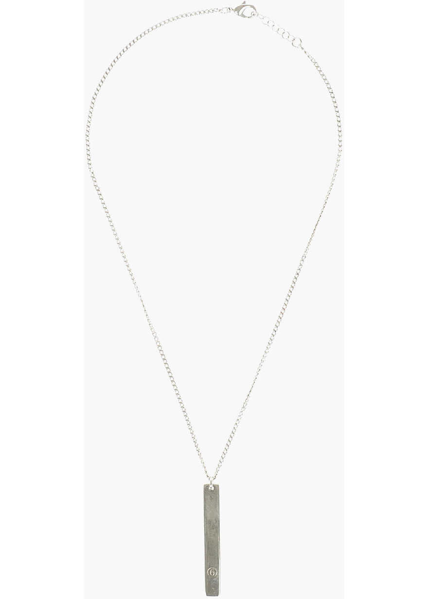 Maison Margiela Mm6 Brass Necklace With Pendant Silver image7