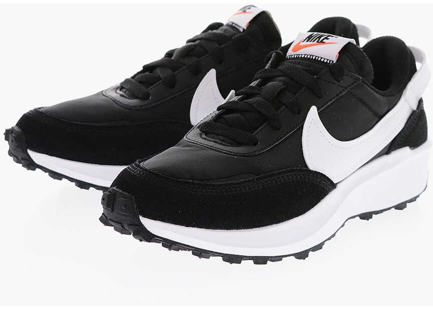 Nike Leather And Fabric Waffle Debut Sneakers Black