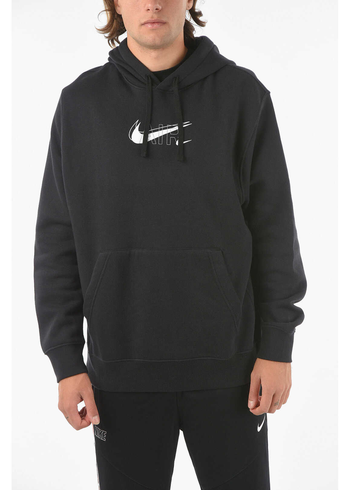 Nike Brushed Cotton Hoodie With Maxi Pocket On The Front Black
