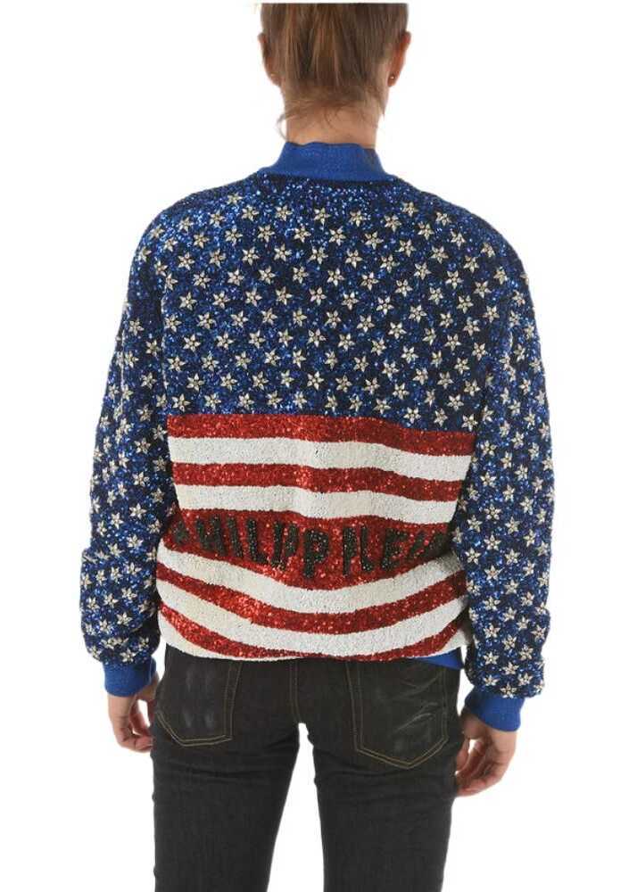 Bomber jacket Philipp Plein Couture All-Over Sequine And Crystal America Bomber Jacket Blue Femei (BM 9305354) 2