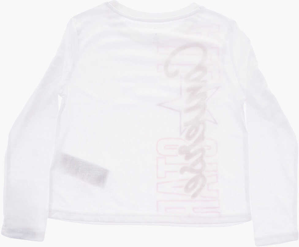 Tricouri Converse All Star Long Sleeve Printed T-Shirt White Baieti (BM 9307778) 3