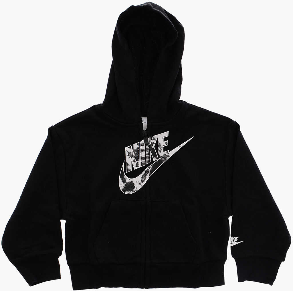 Nike Solid Color Hooded Sweatshirt With Zip Closure Black