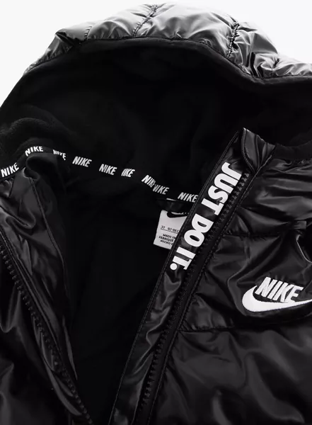 Jachete Nike Hooded 2 Pockets Padded Jacket With Embroidery Logo Black Baieti (BM 9307817) 3