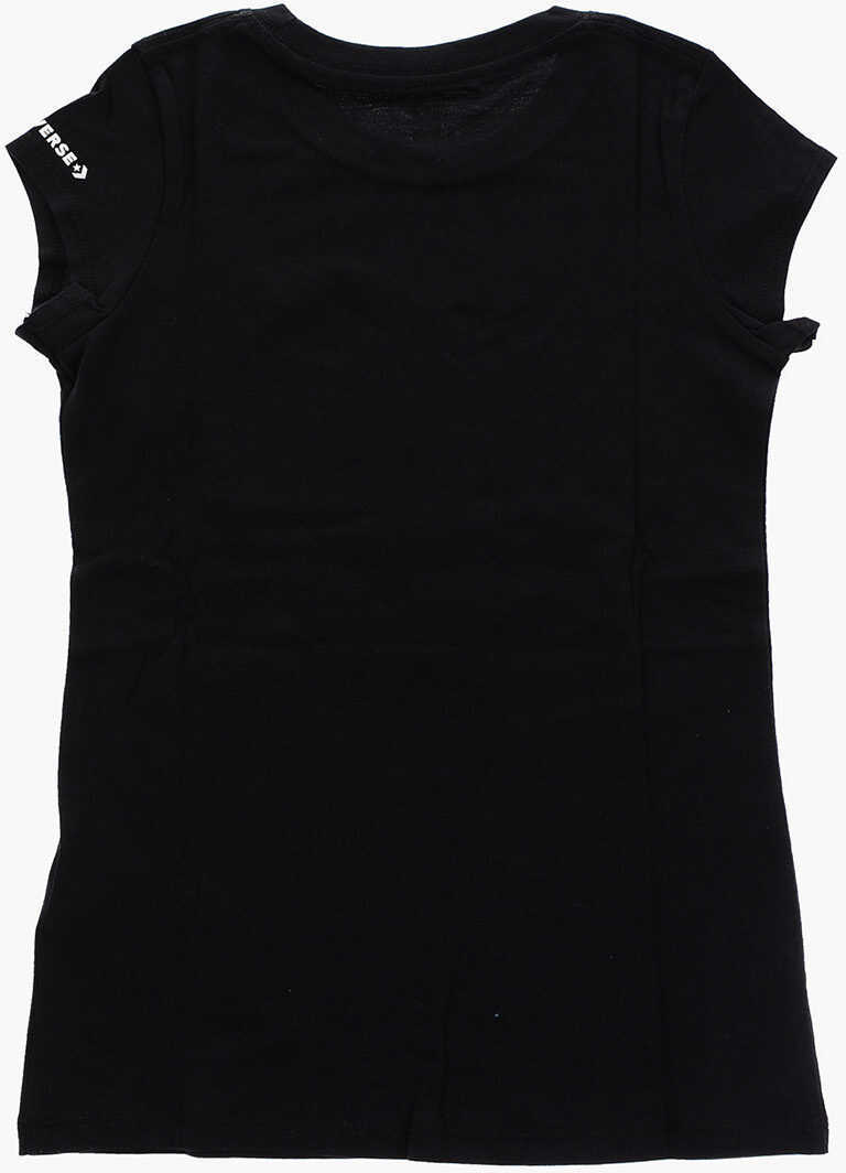 Tricouri Converse All Star Chuck Taylor Logo-Printed Front Crew-Neck T-Shirt Black Baieti (BM 9307820) 3