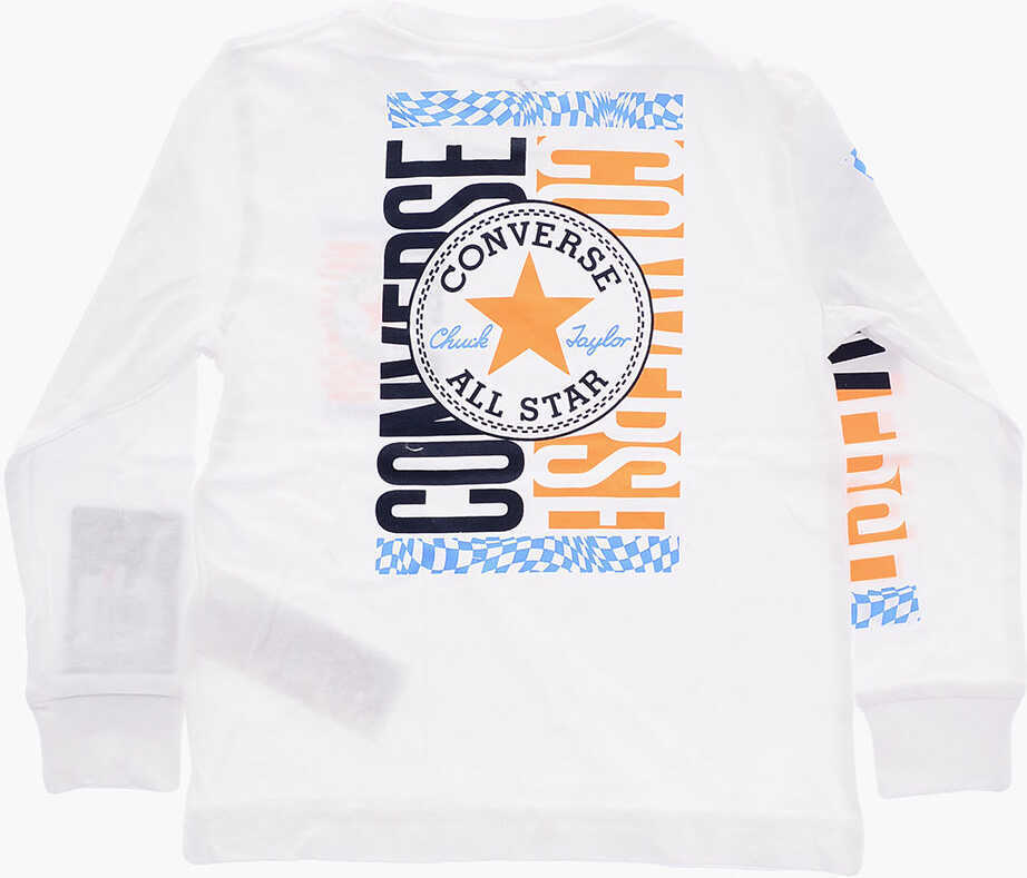 Tricouri Converse All Star Chuck Taylor Long Sleeve Printed T-Shirt White Baieti (BM 9307829) 2