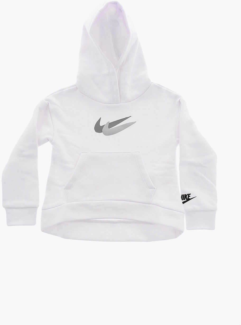 Nike Solid Color Brushed Cotton Sweatshirt With Maxi Patch Pocket White