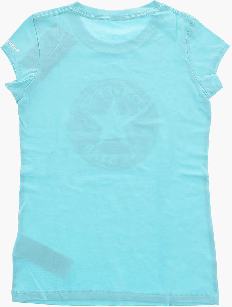 Tricouri Converse All Star Chuck Taylor Logo Printed Crew-Neck T-Shirt Light Blue Baieti (BM 9308753) 3