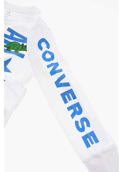 Tricouri Converse All Star Long Sleeve Printed T-Shirt White Baieti (BM 9309701) 2