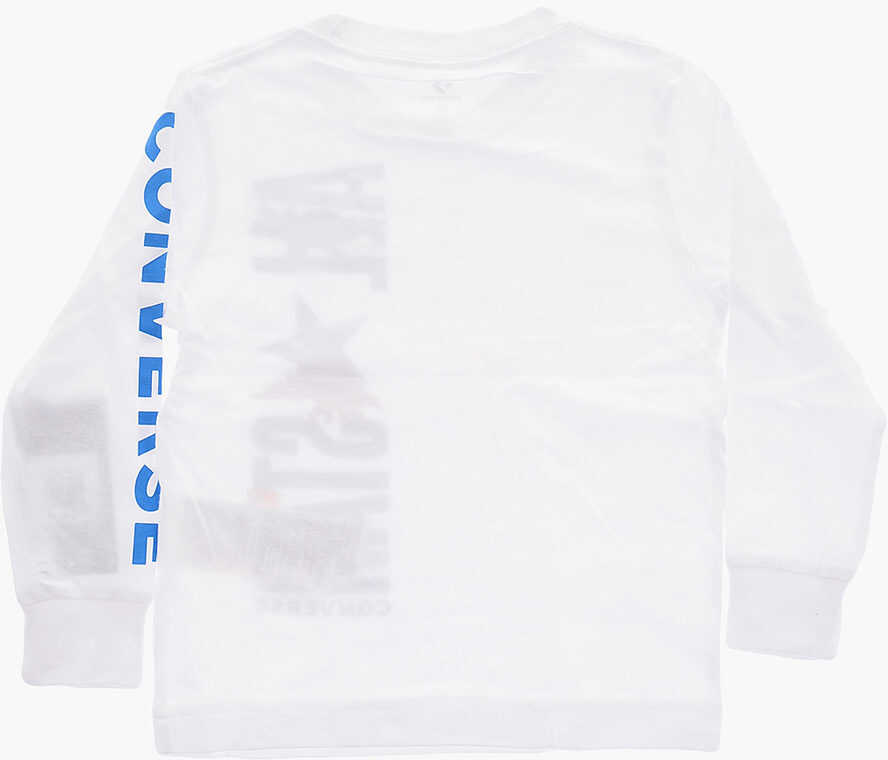 Tricouri Converse All Star Long Sleeve Printed T-Shirt White Baieti (BM 9309701) 3
